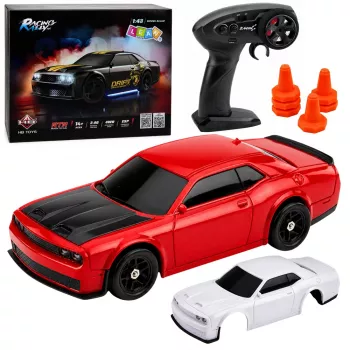 LEAN TOYS 31711 RC Drift Sports Car – 4WD, 2.4GHz, keičiamas kėbulas, raudonas, 1:43