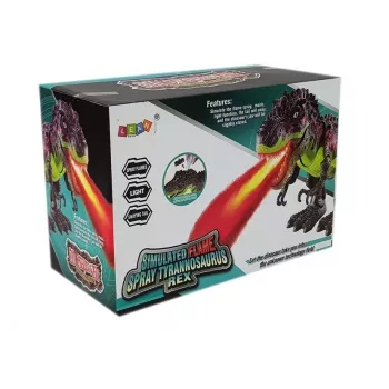 LEAN TOYS 7740 Interaktyvus T-Rex dinozauras su kiaušinių dėjimu, garo efektu, garsu ir šviesomis – žalia