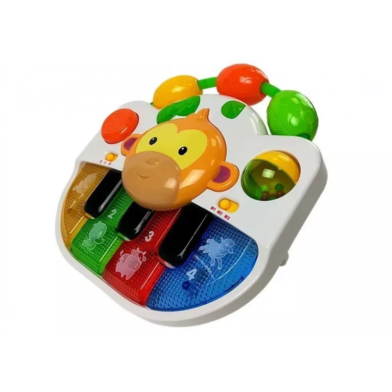 LEAN TOYS Pianinas su Beždžionele Kūdikiams - Garsas ir Šviesa