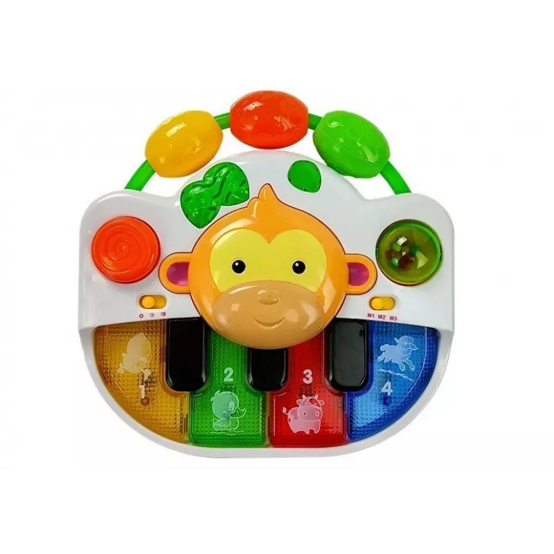 LEAN TOYS Pianinas su Beždžionele Kūdikiams - Garsas ir Šviesa