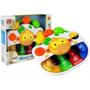 LEAN TOYS Pianinas su Beždžionele Kūdikiams - Garsas ir Šviesa