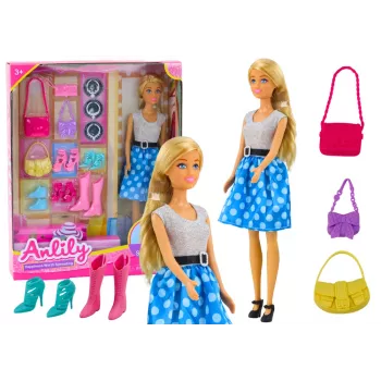 LEAN TOYS Anlily lėlės komplektas su drabužiais ir aksesuarais