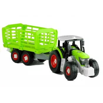 LEAN TOYS Surinkimo traktorius su atviru priekabu, 43 cm
