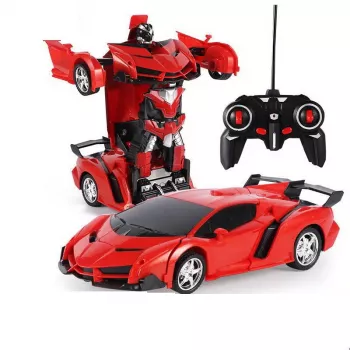 LEAN TOYS Automatinis robotas transformatorius + nuotolinio valdymo pultas 2in1 daugiafunkcis, raudonas