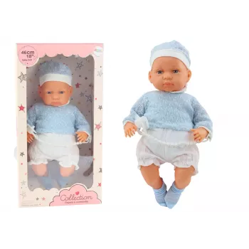 LEAN TOYS Baby Doll 46 cm Blue Pacifier Hat Socks