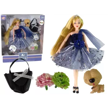 LEAN TOYS Baby Emily Doll With Doggie Purse Flowers