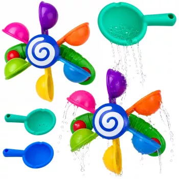 LEAN TOYS Bath Set Water Windmill with Suction Cups Two Spoons Water Toy