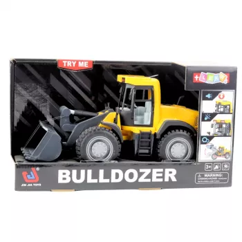 LEAN TOYS Buldozeris su žibintais, garsais ir judančiu kaušu – geltonas