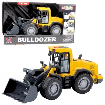 LEAN TOYS Buldozeris su žibintais, garsais ir judančiu kaušu – geltonas