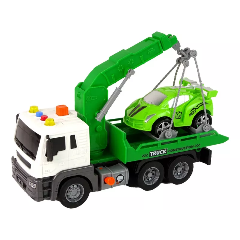 LEAN TOYS Automobilių vežėjas Pagalbos kelyje vilkikas 1:16 Žalias Garsas Šviesos