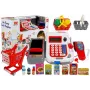 LEAN TOYS kasos aparatas su prekybos vežimėliu ir krepšeliais | 35 dalių vaidmenų žaidimo rinkinys su veikiančiu skaičiuotuvu, šviečiančiu skaitytuvu, mikrofonu, prekybos vežimėliu ir krepšeliu | Nuo 3 metų