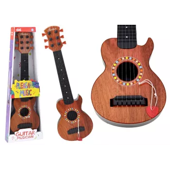 LEAN TOYS vaikiška gitara su rudu medžio apdaila ir plektru, 6 nailono stygos, akustinė, nuo 3 m.