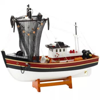 LEAN TOYS Collectible Decorative Ship Fishing Boat Fishing Net Model 38x31cm