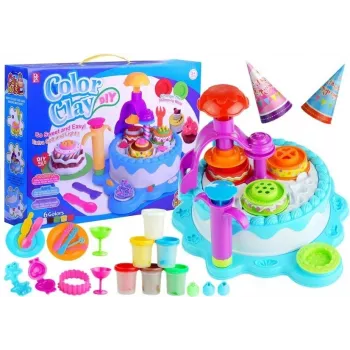 LEAN TOYS Color Clay DIY gimtadienio torto namelis - 24 spalvų oru džiūstančio modelino rinkinys su įrankiais, formomis ir aksesuarais vaikams nuo 6 metų