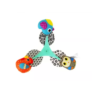 LEAN TOYS Colourful Birds Melody Carrousel – spalvingas paukštelių karuselinis mobilis lovytei ir vežimėliui