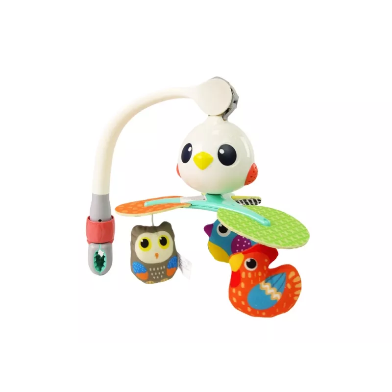 LEAN TOYS Colourful Birds Melody Carrousel – spalvingas paukštelių karuselinis mobilis lovytei ir vežimėliui