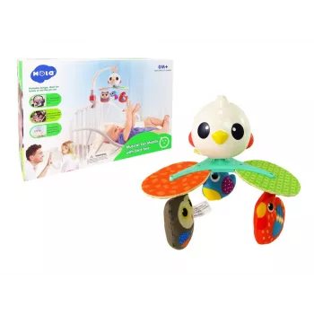 LEAN TOYS Colourful Birds Melody Carrousel – spalvingas paukštelių karuselinis mobilis lovytei ir vežimėliui