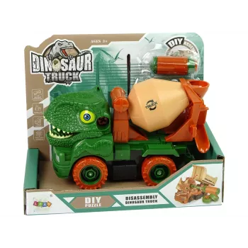LEAN TOYS Betonvežis su Dinozauru Gelbėtoju Žalia Aksesuarai