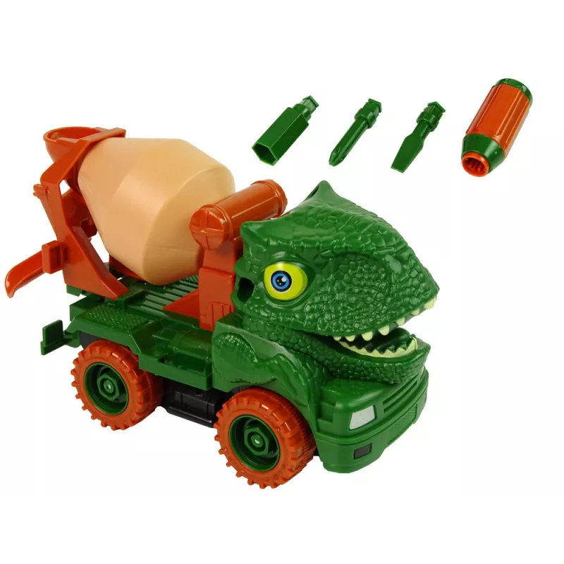 LEAN TOYS Betonvežis su Dinozauru Gelbėtoju Žalia Aksesuarai