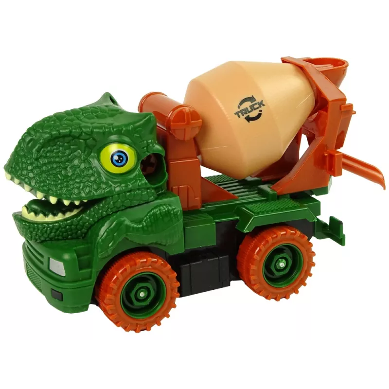LEAN TOYS Betonvežis su Dinozauru Gelbėtoju Žalia Aksesuarai