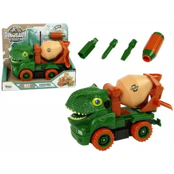 LEAN TOYS Betonvežis su Dinozauru Gelbėtoju Žalia Aksesuarai