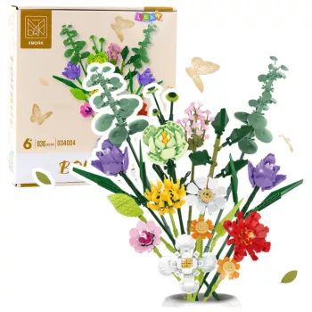 LEAN TOYS Construction Blocks Decorative Bouquet of Colorful Flowers 836 pcs