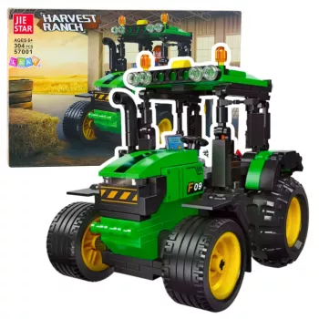 LEAN TOYS konstrukciniai blokai ūkio traktorius žemės ūkio žalias 304 vnt.