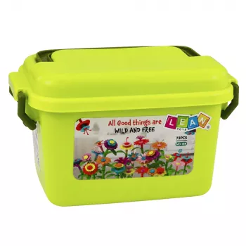 LEAN TOYS Konstrukciniai blokeliai Gėlių sodas spalvingas dėžutėje 73 vnt.