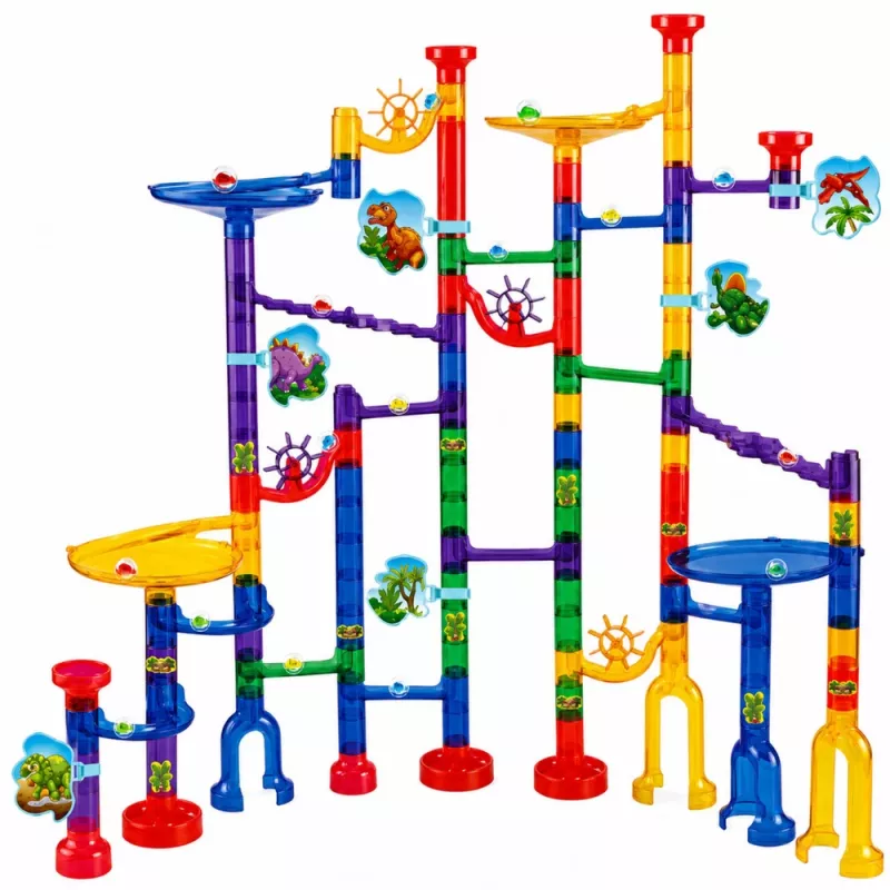 LEAN TOYS Konstruktorius „Dinozaurų kamuoliukų trasa su tuneliais“ – 192 dalys