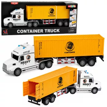LEAN TOYS konteinerinis sunkvežimis su atidaromomis durelėmis, šviesomis ir garsais, geltonas, 54 cm