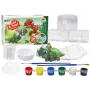 LEAN TOYS Creative Artistic Set Dinosaurs 3D Plaster Paints – 3D gipso liejimo ir dažymo rinkinys, 6 dinozaurai, 6 formos, 6 dažai, įrankiai, nuo 5 m.