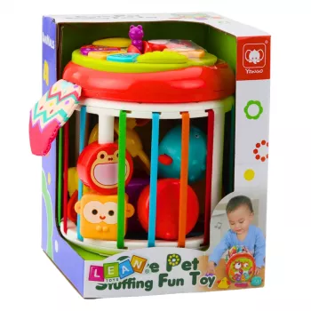 LEAN TOYS Cylinder Sensory Cube interaktyvus formų rūšiuoklis su šviesomis ir garsais – įvairiaspalvis (22659)