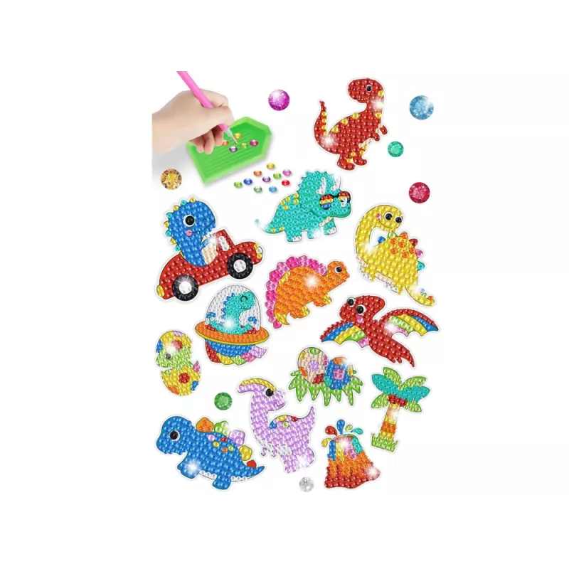 LEAN TOYS „Diamond Embroidery“ lipdukų rinkinys „Dinozaurų mozaika“