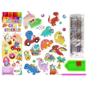 LEAN TOYS „Diamond Embroidery“ lipdukų rinkinys „Dinozaurų mozaika“