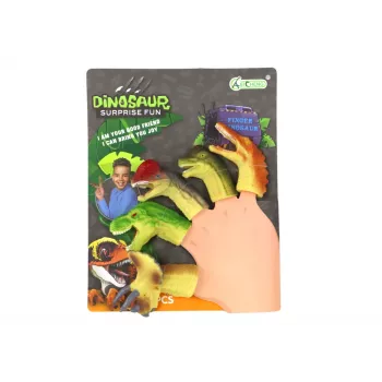 LEAN TOYS Dinozaurų guminiai sensoriniai pirštų lėliukės