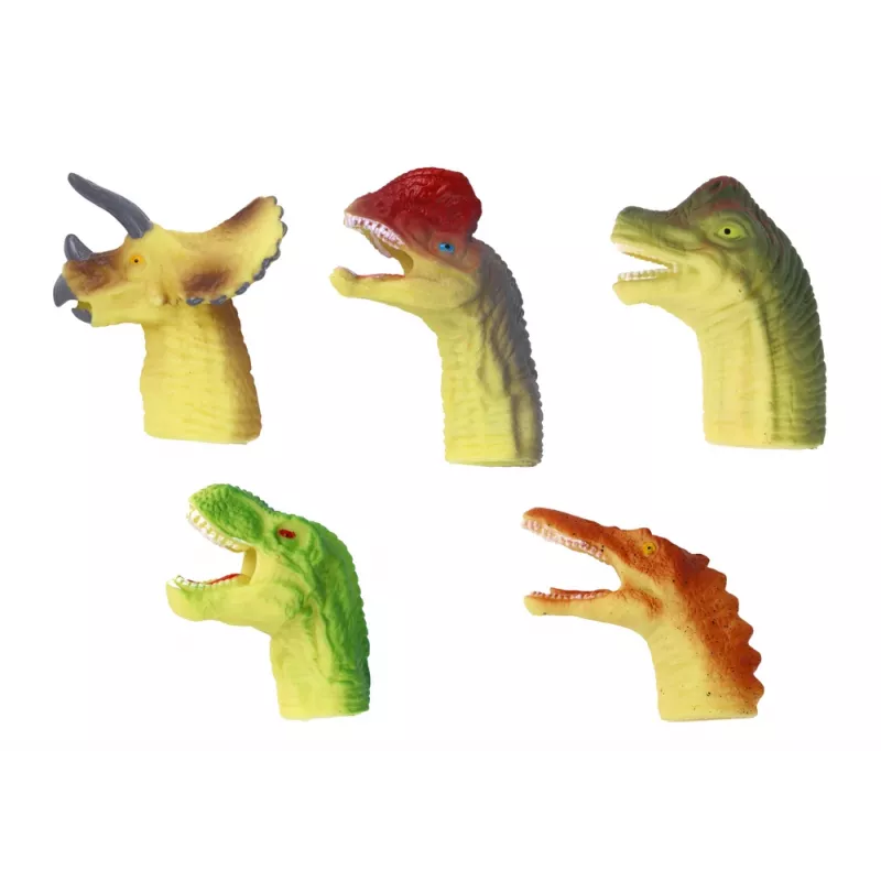 LEAN TOYS Dinozaurų guminiai sensoriniai pirštų lėliukės