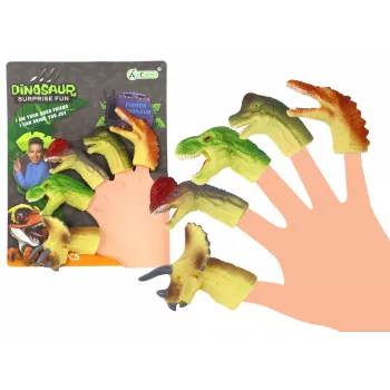 LEAN TOYS Dinozaurų guminiai sensoriniai pirštų lėliukės