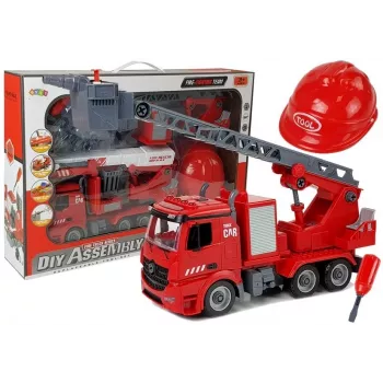LEAN TOYS DIY Firetruck 2in1 Kit Removable Lifts Screwdriver Sound Light Effects Helmet