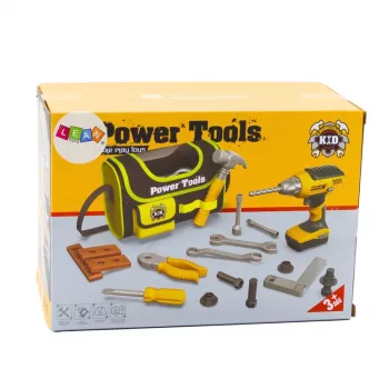 LEAN TOYS DIY rinkinio įrankių krepšys akumuliatoriniams grąžtams, 600D poliesteris, juodas su raudonomis detalėmis