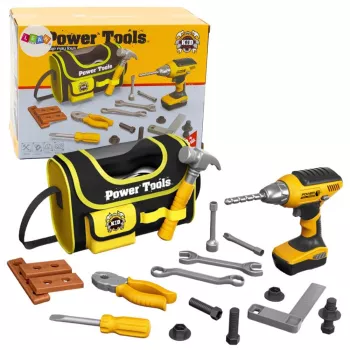LEAN TOYS DIY rinkinio įrankių krepšys akumuliatoriniams grąžtams, 600D poliesteris, juodas su raudonomis detalėmis