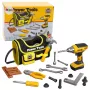 LEAN TOYS DIY rinkinio įrankių krepšys akumuliatoriniams grąžtams, 600D poliesteris, juodas su raudonomis detalėmis