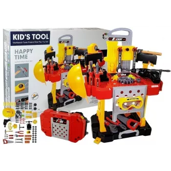 LEAN TOYS DIY rinkinys su baterijomis 3v1 Lagaminė dirbtuvėlė 85 elementai 56 cm