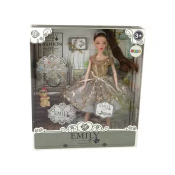 LEAN TOYS Lėlė Emily su šunimi ilgais plaukais