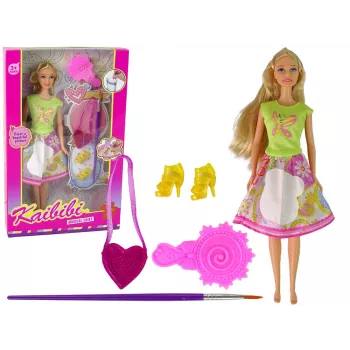 LEAN TOYS Lėlė su ilgais plaukais dažymui ir suknele