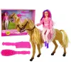 LEAN TOYS Lėlė raitelė su rudu poniu figūrėlės