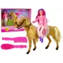 LEAN TOYS Lėlė raitelė su rudu poniu figūrėlės