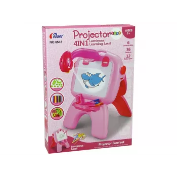 LEAN TOYS Dvipusė lenta su kreidelėmis, stovu ir projektoriumi Piešiniai Rožinė