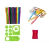 LEAN TOYS Dvipusė magnetinė kreidinė lenta su mėlynais ir raudonais šablonais