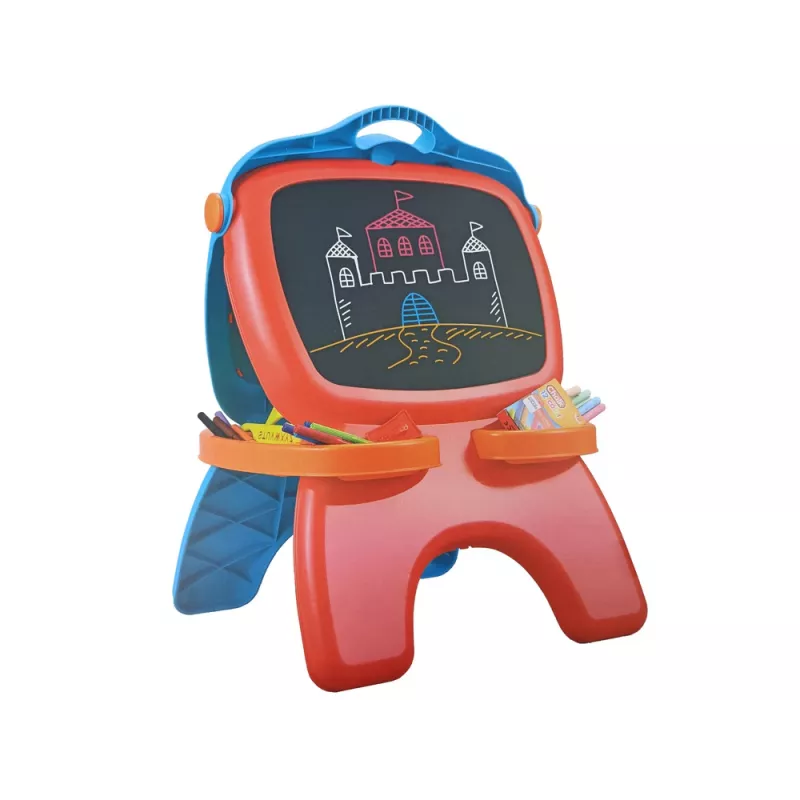 LEAN TOYS Dvipusė magnetinė kreidinė lenta su mėlynais ir raudonais šablonais