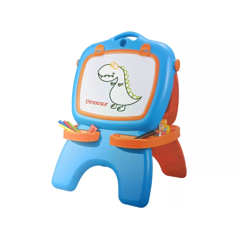LEAN TOYS Dvipusė magnetinė kreidinė lenta su mėlynais ir raudonais šablonais